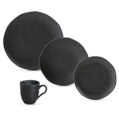 Aparelho De Jantar 16 Peças Orgânico Preto Matte Porto Brasil