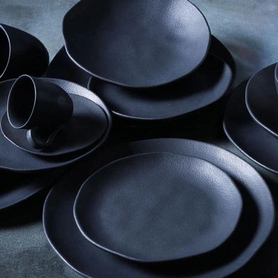 Aparelho De Jantar 16 Peças Orgânico Preto Matte Porto Brasil