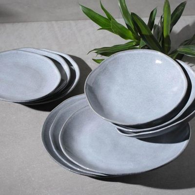 Conjunto De Pratos Fundos 06 Peças Orgânico Concreto Porto Brasil