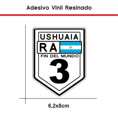 Adesivo Resinado Ushuaia Ra Fin Del Mundo Ruta 3 6,2x8cm Cor Preto