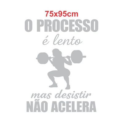 Adesivo Parede Motivacional Processo Lento Academia 75x95cm Branco Cor Preto