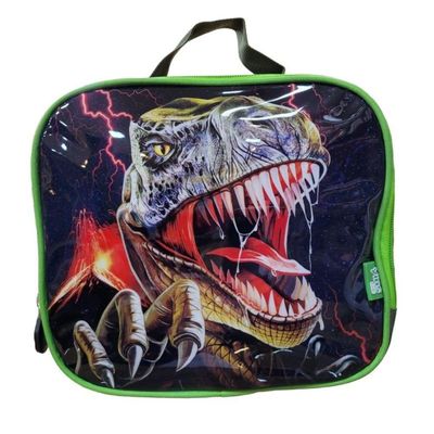 Kit Escolar Mochila + Lancheira + Estojo Reforçada Resistente 17'  Trex Attack Verde Escuro