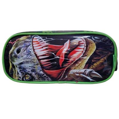 Kit Escolar Mochila + Lancheira + Estojo Reforçada Resistente 17'  Trex Attack Verde Escuro