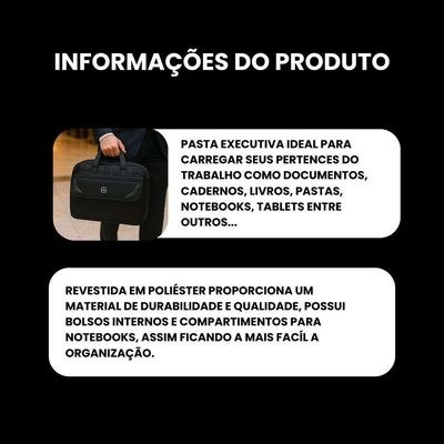 Pasta De Trabalho Masculina Executiva Para Notebook Reforçada Impermeável Em Poliéster  Plus  Yin's