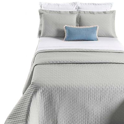 Kit Cobre Leito Colcha Quality Queen 3 Peças Percale 200 Fios Bordado - Cinza