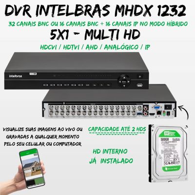Dvr 32 Canais Intelbras Multi hd Mhdx 1232 C/Hd 500GB