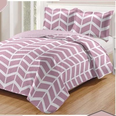 Kit Cobre Leito Colcha Daily Casal 3 Peças Dupla Face Estampado - Modelo 68 - 100% Poliéster