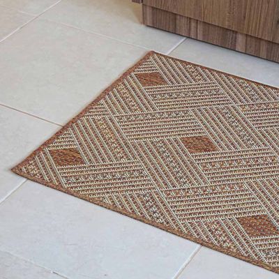 Tapete Passadeira Sisal 1,00m x 66cm Base Antiderrapante Para Corredor Cozinha Quarto Sala - Terracota - 87% polipropile