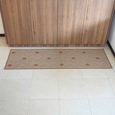 Tapete Passadeira Sisal 1,00m x 66cm Base Antiderrapante Para Corredor Cozinha Quarto Sala - Terracota - 87% polipropile