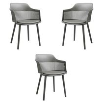 Kit 3 Cadeiras Decorativas Prescott Sala de Jantar PP/PU Cinza G56 - Gran Belo