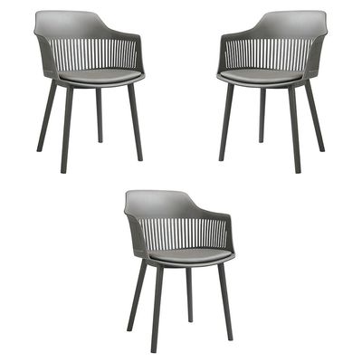 Kit 3 Cadeiras Decorativas Prescott Sala de Jantar PP/PU Cinza G56 - Gran Belo