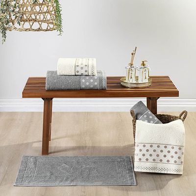 Jogo de Banho Toalhas Celine 5 Peças 100% Algodão 450g/m² Suave - Granito Pérola