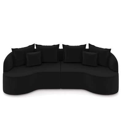 Sofá 4 Lugares Orgânico Living 250cm Mersa Veludo Preto K01 - D'Rossi