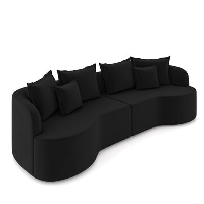 Sofá 4 Lugares Orgânico Living 250cm Mersa Veludo Preto K01 - D'Rossi
