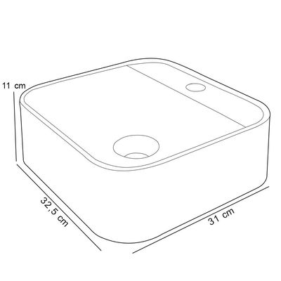 Cuba de Apoio Quadrada Para Banheiro Lavabo C01 QA31W Branco Matte Fosca - Lyam