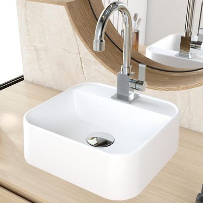 Cuba de Apoio Quadrada Para Banheiro Lavabo C01 QA31W Branco Matte Fosca - Lyam