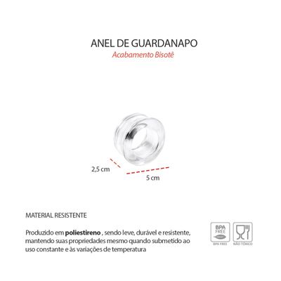 Porta Guardanapo Anel Redondo Transparente Mesa Posta 12un