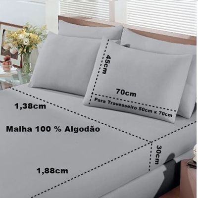 Jogo de Cama Buettner Casal Malha Basic Liso 3 Peças Prata