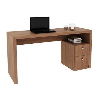 Mesa com 2 Gavetas para Escritório Home Office ME4130 MDP Amendoa - Gran Belo
