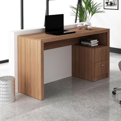 Mesa com 2 Gavetas para Escritório Home Office ME4130 MDP Amendoa - Gran Belo