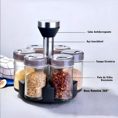Porta Condimentos 6 Potes Giratório Cozinha