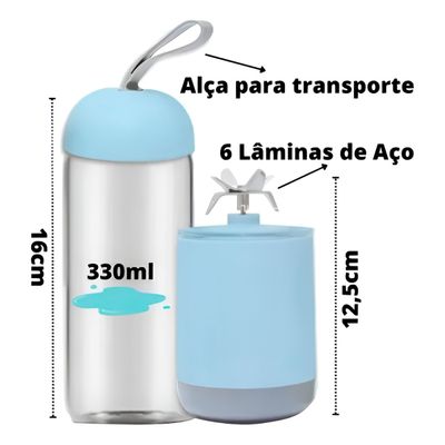 Mini Liquidificador Portátil Recarregável 6 Lâminas
