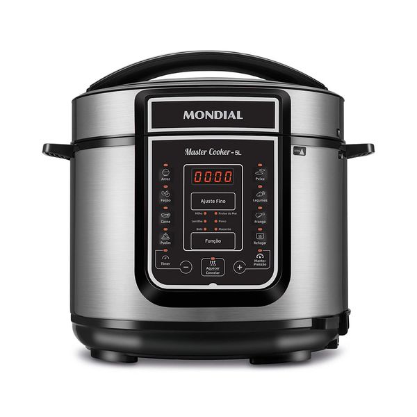 Panela de Pressão Elétrica Digital 5L Mondial 127V 900W Preto/Inox - PE-38 Panela de Pressão Elétrica Digital 5L Mondial 127V 900W Preto/Inox - PE-38