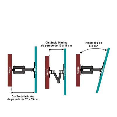 Suporte Televisão Fixo Parede 10 a 56 Pol