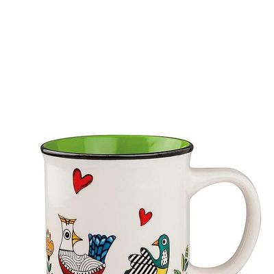 Caneca em New Bone China Egan Cocorico 380ml verde