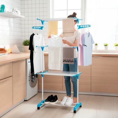 Varal de Roupa Dobrável 3 Andares Portátil