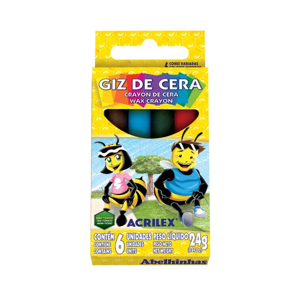 Giz Cera Acrilex Regular com 6 Cores 24g Giz Cera Acrilex Regular com 6 Cores 24g