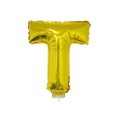 Balão Metalizado 16" Funny Letra T Dourado com Suporte