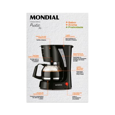 Cafeteira Elétrica Mondial Pratic C25 Preta 14 Xícaras - 127V