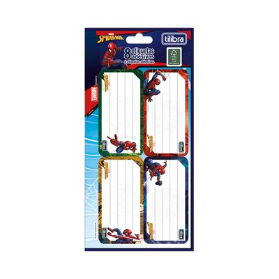 Etiqueta Adesiva Escolar Tilibra Spider-Man com 8 Unidades