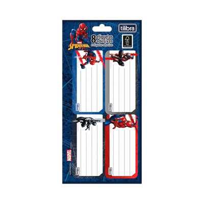 Etiqueta Adesiva Escolar Tilibra Spider-Man com 8 Unidades
