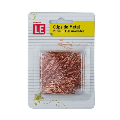 Clip Metálico Le Rosé 28mm com 150 Unidades Cores Diversas - Item Sortido