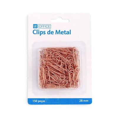 Clip Metálico Le Rosé 28mm com 150 Unidades Cores Diversas - Item Sortido