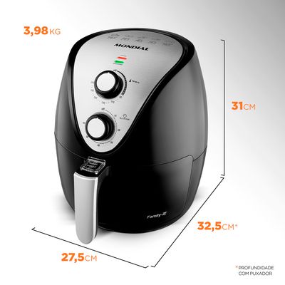 Fritadeira Elétrica Air Fryer Mondial Family AF-30 3,5L Preta - 127V