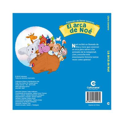 Livro Infantil Culturama Cartonado Leitura Sonora História Bíblica A Arca de Noé
