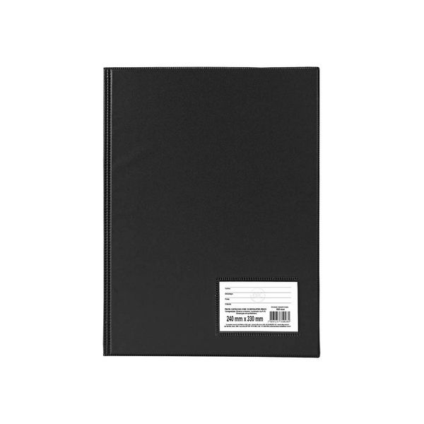Pasta Catálogo Dac A4 Capa Preta Visor com 04 Colchetes, 10 Envelopes Plásticos Transparentes Finos