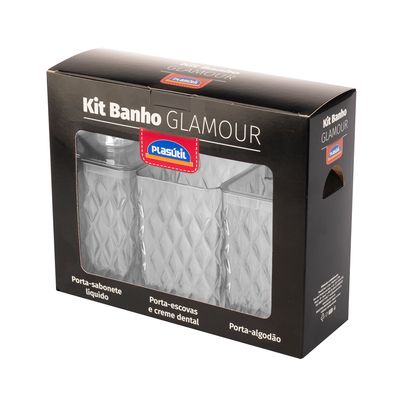Kit para Banheiro Plasútil Glamour Incolor com 3 Peças