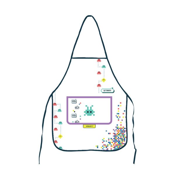 Avental Infantil Leonora Plástico Decorado Gamer com Bolso Avental Infantil Leonora Plástico Decorado Gamer com Bolso