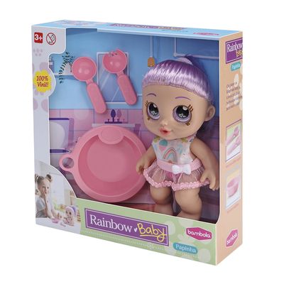 Boneca Bambola Baby Rainbow Papinha