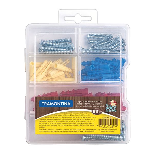 Jogo de Buchas e Parafusos Tramontina 43505/002 com 100 Peças