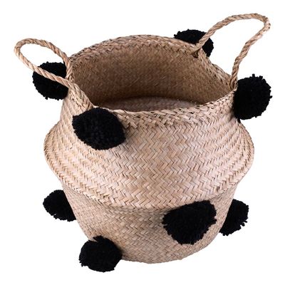 Cesto Decorativo Redondo com Alça Cazza Coconut 40x28cm