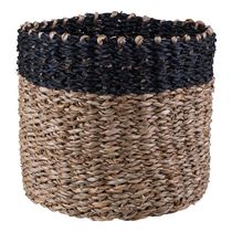 Cesto Decorativo Redondo Cazza Tiki 16,5 cm x 18cm Preto