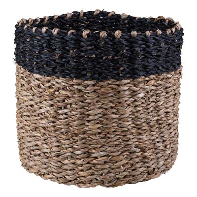 Cesto Decorativo Redondo Cazza Tiki 16,5 cm x 18cm Preto