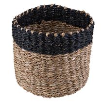 Cesto Decorativo Redondo Cazza Tiki 16,5 cm x 18cm Preto
