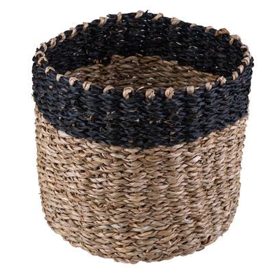 Cesto Decorativo Redondo Cazza Tiki 16,5 cm x 18cm Preto