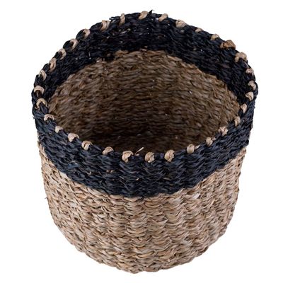 Cesto Decorativo Redondo Cazza Tiki 16,5 cm x 18cm Preto